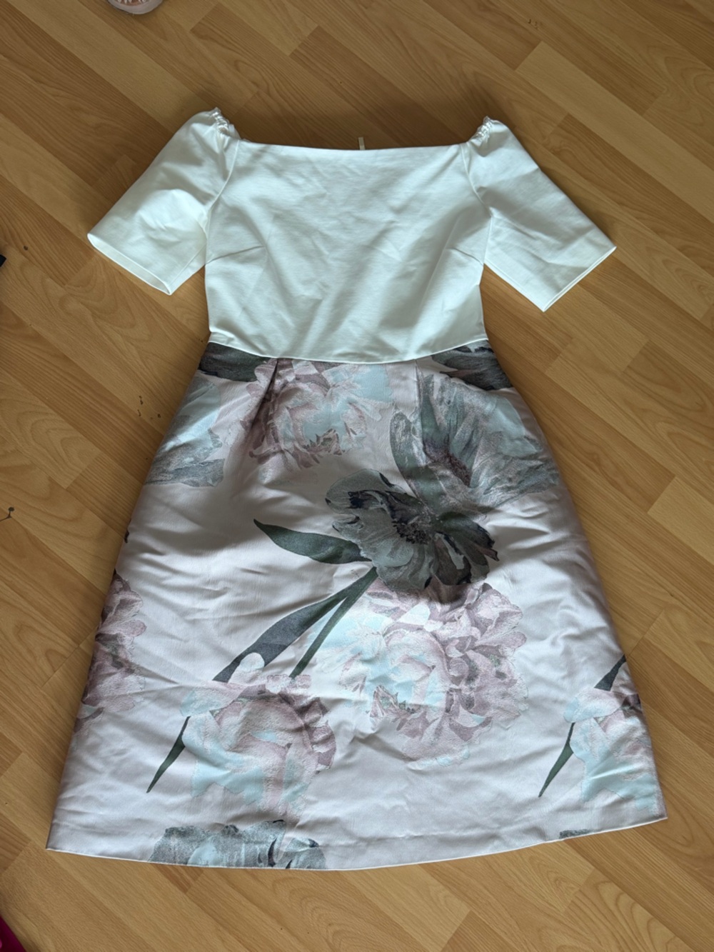 Ted Baker White Top Floral Print Skirt Midi Dress